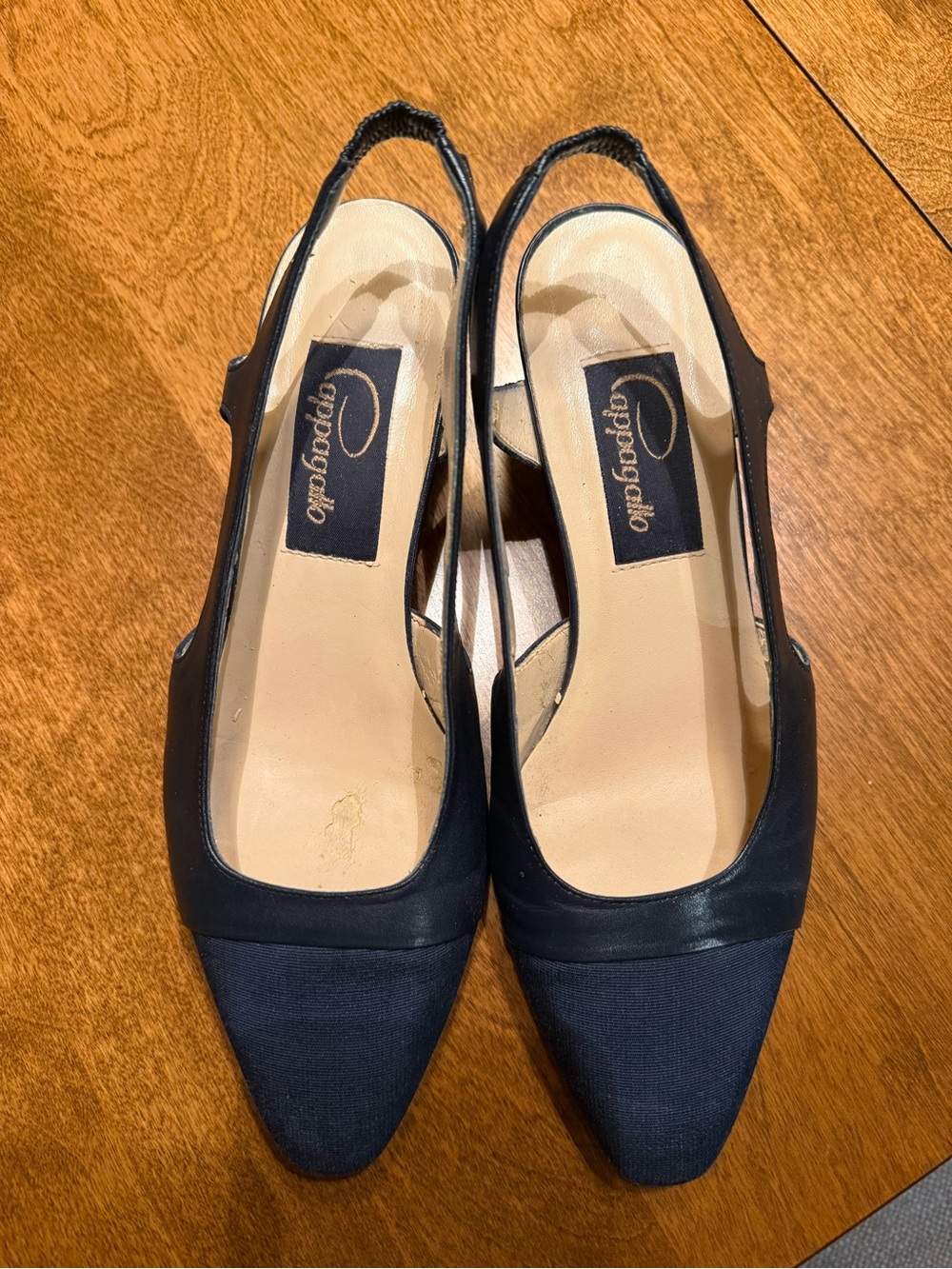 Pappagallo Navy Pointed-Toe Slingback Mules